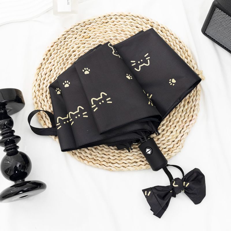 Cute Cat Automatic Umbrella Women'S Sunny And Rainy Dual-Purpose Folding Sun Umbrella Sunshade Anti-Ultraviolet Sunshade Umbrella For Students - Image 1